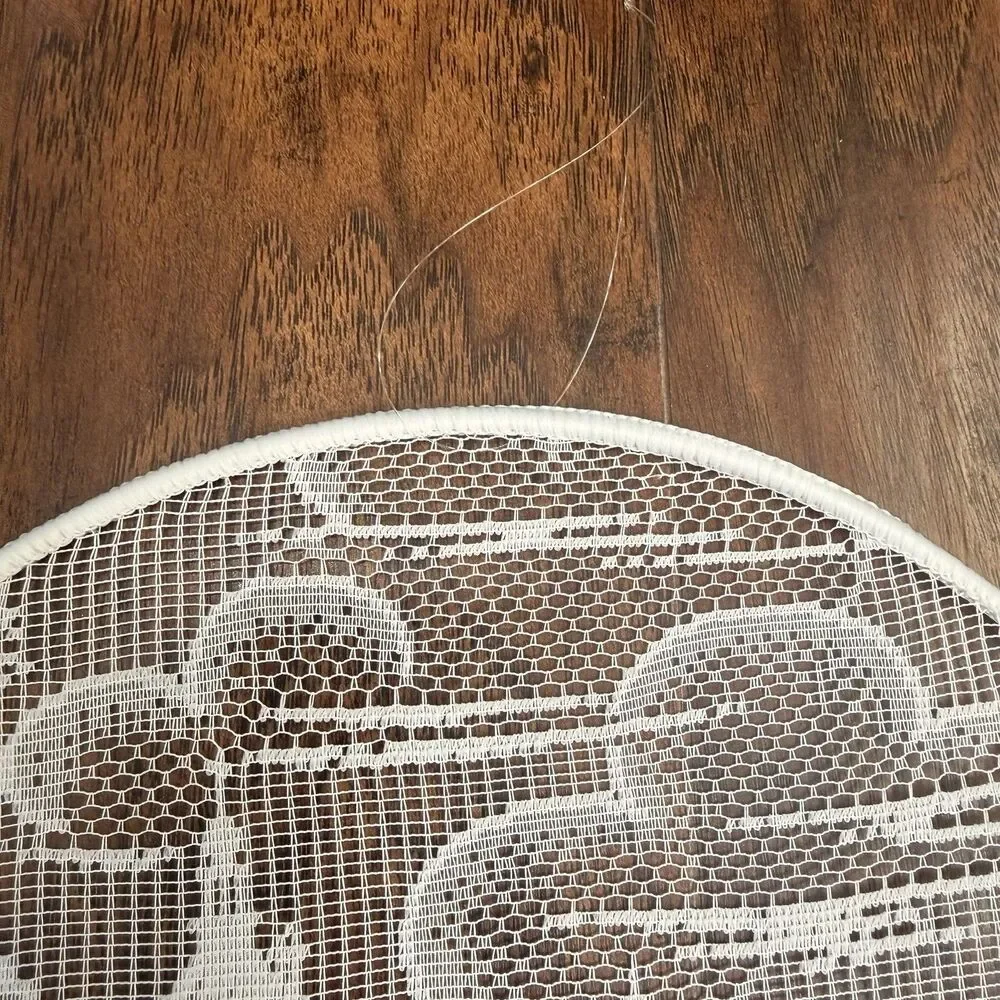 Vintage German Lace Window Hanging Set 2 Rothenburg Village Water Wheel Doilies